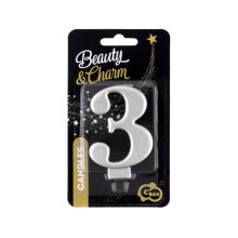 شمعة عيد ميلاد لماع فضي رقم 3