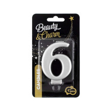 شمعة عيد ميلاد لماع فضي رقم 6