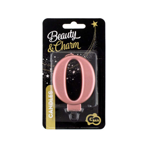 Birthday candle number 0, metallic rosegold, 8.0 cm