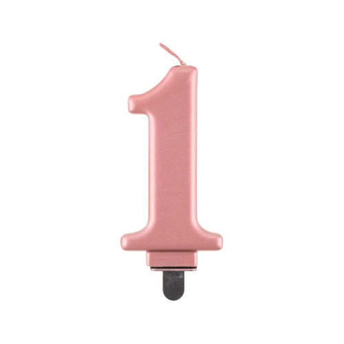 Birthday candle number 1, metallic rosegold, 8.0 cm Birthday candle number 1, metallic rosegold, 8.0 cm