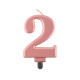 Birthday candle number 2, metallic rosegold, 8.0 cm