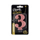 Birthday candle number 3, metallic rosegold, 8.0 cm Birthday candle number 3, metallic rosegold, 8.0 cm