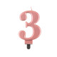 Birthday candle number 3, metallic rosegold, 8.0 cm Birthday candle number 3, metallic rosegold, 8.0 cm