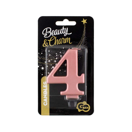 Birthday candle number 4, metallic rosegold, 8.0 cm Birthday candle number 4, metallic rosegold, 8.0 cm