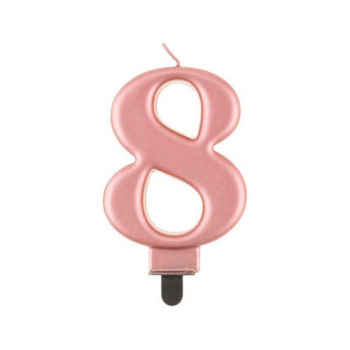 شمعة عيد ميلاد لماع روزقولد رقم 8 شمعة عيد ميلاد لماع روزقولد رقم 8