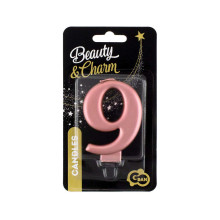 شمعة عيد ميلاد لماع روزقولد رقم 9