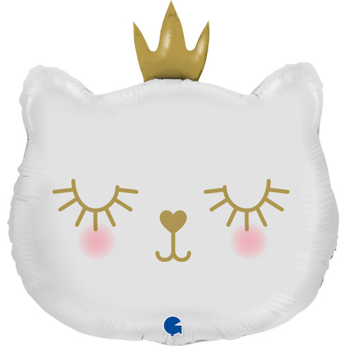 26 inch Cat Princess - White Foil balloon