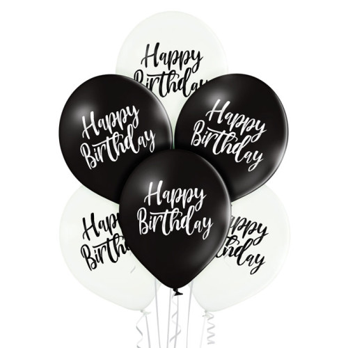 12 inch Happy Birthday Black and White 50 count 12 inch Happy Birthday Black and White 50 count