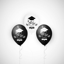 graduation balloon printed black,white 50 count 