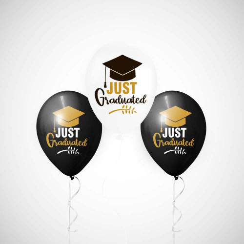 بالون تخرج مطبوع بعبارة وطاقية تخرج ابيض واسود 12 انش (50 حبة ) بالون تخرج مطبوع بعبارة وطاقية تخرج ابيض واسود 12 انش (50 حبة )