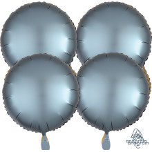  4 pcs 18 inch  Luxe™ Steel Blue Circle s Foil balloon