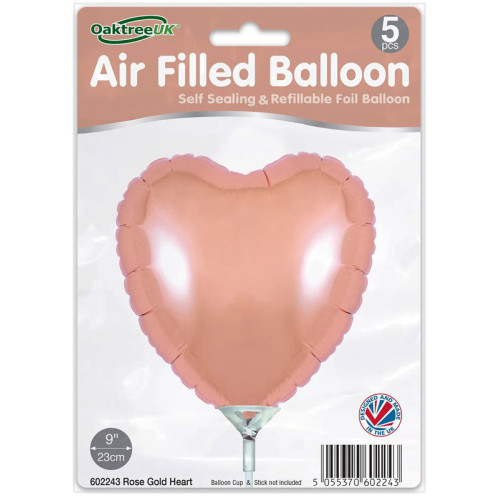 9 inch Rose Gold Heart Packaged x 5pcs foil balloon 9 inch Rose Gold Heart Packaged x 5pcs foil balloon
