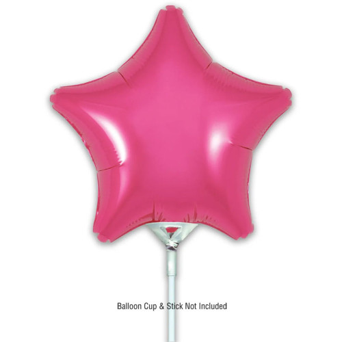 9 inch Pink Star Packaged x 5pcs foil balloon