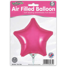 9 inch Pink Star Packaged x 5pcs foil balloon