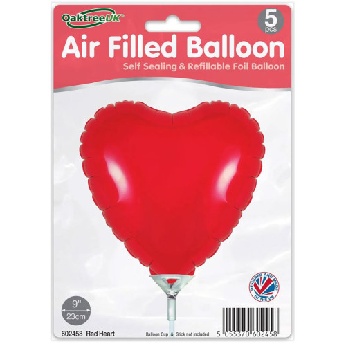 بالون احمر قلب 9 إنش 5 حبات