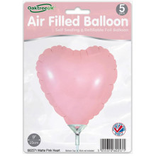 بالون وردي مطفي قلب 9 إنش 5 حبات