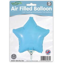 9 inch Matte Blue Star Packaged x 5pcs foil balloon