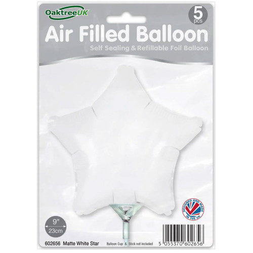بالون ابيض مطفي نجمة 9 إنش 5 حبات