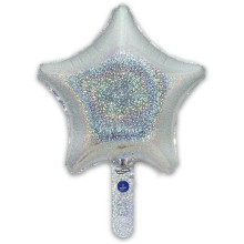 بالون فضي هولوقرافيك نجمة 9 إنش 5 حبات