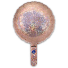 9 inch Holographic Rose Gold Round Packaged x 5pcs foil balloon