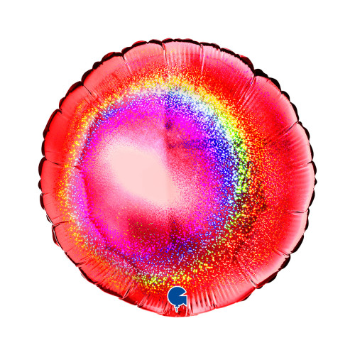 18 inch Round Glitter Holographic Red Foil Balloons