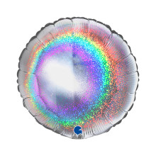 18 inch Round Glitter Holographic Silver Foil Balloons