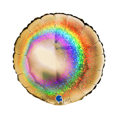 18 inch Round Glitter Holographic Gold Foil Balloons