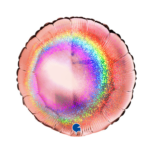 18 inch Round Glitter Holographic Rose Gold Foil Balloons
