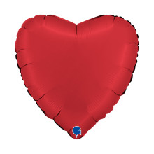 18 inch Heart Satin Rubin Red Foil Balloons