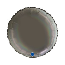 18 inch Round Rainbow Holographic chrome Grey Foil Balloons