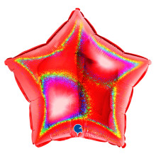 18 inch Star Glitter Holographic Red Foil Balloons