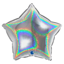 18 inch Star Glitter Holographic Silver Foil Balloons