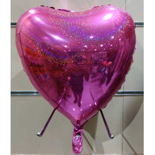 18 inch Round Glitter Holographic Fuxia Foil Balloons