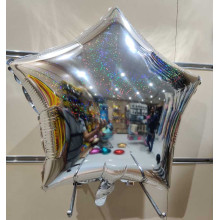 18 inch Heart Glitter Holographic Silver Foil Balloons