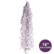 Metallic Silver / White Balloon Tail - For 18 Inch Balloons