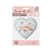 18 inch Bride To Be white heart Foil balloon