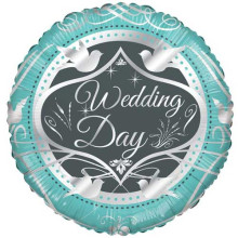 18 inch Wedding Day Silver Doves foil balloon
