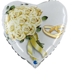 18 inch White Roses Bouquet foil balloon