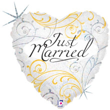 18 inch Just Married Filigree foil balloon 18 inch Just Married Filigree foil balloon