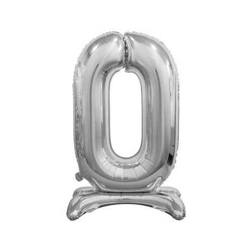 30 inch foil balloon Standing digit 0, silver, 74 cm