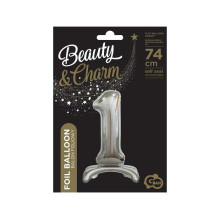 بالون ستاند رقم 1 فضي مقاس 30 إنش