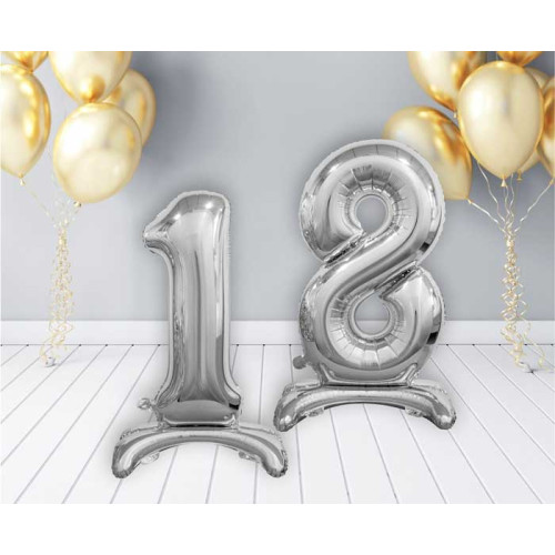 30 inch foil balloon Standing digit 1, silver, 74 cm