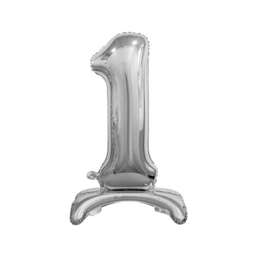30 inch foil balloon Standing digit 1, silver, 74 cm