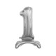 30 inch foil balloon Standing digit 1, silver, 74 cm