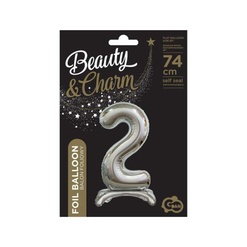 بالون ستاند رقم 2 فضي مقاس 30 إنش