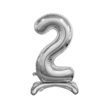 30 inch foil balloon Standing digit 2, silver, 74 cm 30 inch foil balloon Standing digit 2, silver, 74 cm