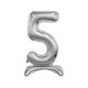 30 inch foil balloon Standing digit 5, silver, 74 cm