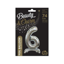 بالون ستاند رقم 6 فضي مقاس 30 إنش