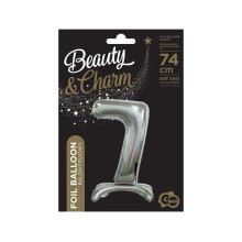 30 inch foil balloon Standing digit 7, silver, 74 cm