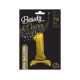 30 inch foil balloon Standing digit 1, Gold, 74 cm